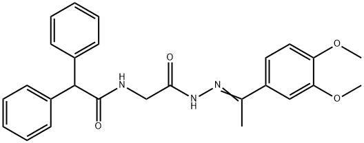 N-[2-[(2Z)-2-[1-(3,4-dimethoxyphenyl)ethylidene]hydrazinyl]-2-oxoethyl]-2,2-diphenylacetamide Structural