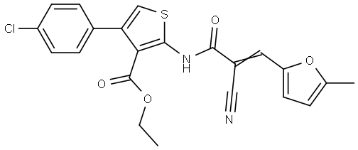 ethyl 4-(4-chlorophenyl)-2-[[(E)-2-cyano-3-(5-methylfuran-2-yl)prop-2-enoyl]amino]thiophene-3-carboxylate Structural