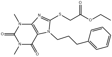 ethyl 2-[1,3-dimethyl-2,6-dioxo-7-(3-phenylpropyl)purin-8-yl]sulfanylacetate Structural
