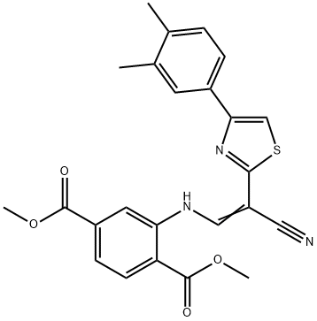 dimethyl 2-[[(E)-2-cyano-2-[4-(3,4-dimethylphenyl)-1,3-thiazol-2-yl]ethenyl]amino]benzene-1,4-dicarboxylate Structural