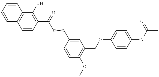 N-[4-[[5-[(E)-3-(1-hydroxynaphthalen-2-yl)-3-oxoprop-1-enyl]-2-methoxyphenyl]methoxy]phenyl]acetamide Structural