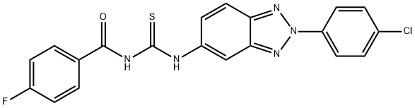 N-[[2-(4-chlorophenyl)benzotriazol-5-yl]carbamothioyl]-4-fluorobenzamide Structural