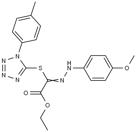 ethyl (2Z)-2-[(4-methoxyphenyl)hydrazinylidene]-2-[1-(4-methylphenyl)tetrazol-5-yl]sulfanylacetate Structural