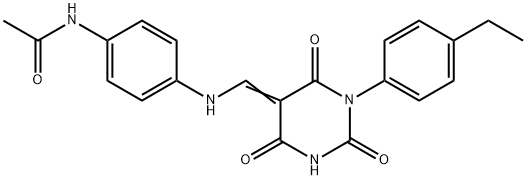 N-[4-[[(Z)-[1-(4-ethylphenyl)-2,4,6-trioxo-1,3-diazinan-5-ylidene]methyl]amino]phenyl]acetamide Structural