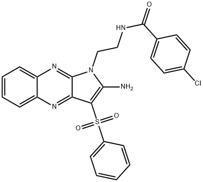N-[2-[2-amino-3-(benzenesulfonyl)pyrrolo[3,2-b]quinoxalin-1-yl]ethyl]-4-chlorobenzamide Structural