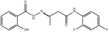 N-[(E)-[4-(2,4-difluoroanilino)-4-oxobutan-2-ylidene]amino]-2-hydroxybenzamide Structural