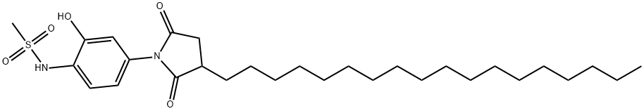 N-[2-hydroxy-4-(3-octadecyl-2,5-dioxopyrrolidin-1-yl)phenyl]methanesulfonamide Structural