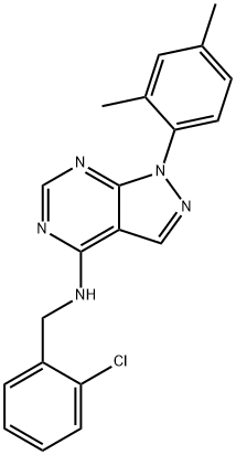 N-[(2-chlorophenyl)methyl]-1-(2,4-dimethylphenyl)pyrazolo[3,4-d]pyrimidin-4-amine Structural