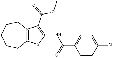 methyl 2-[(4-chlorobenzoyl)amino]-5,6,7,8-tetrahydro-4H-cyclohepta[b]thiophene-3-carboxylate Structural