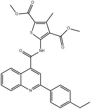 dimethyl 5-[[2-(4-ethylphenyl)quinoline-4-carbonyl]amino]-3-methylthiophene-2,4-dicarboxylate Structural