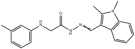N-[(Z)-(1,2-dimethylindol-3-yl)methylideneamino]-2-(3-methylanilino)acetamide Structural