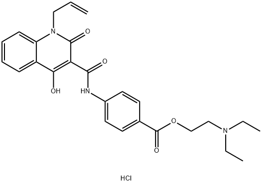 diethyl-[2-[4-[(4-hydroxy-2-oxo-1-prop-2-enylquinoline-3-carbonyl)amino]benzoyl]oxyethyl]azanium chloride Structural