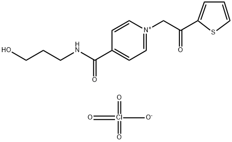 N-(3-hydroxypropyl)-1-(2-oxo-2-thiophen-2-ylethyl)pyridin-1-ium-4-carboxamide perchlorate Structural