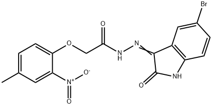 N'-(5-bromo-2-oxoindol-3-yl)-2-(4-methyl-2-nitrophenoxy)acetohydrazide Structural