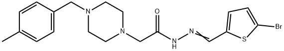 N-[(E)-(5-bromothiophen-2-yl)methylideneamino]-2-[4-[(4-methylphenyl)methyl]piperazin-1-yl]acetamide Structural