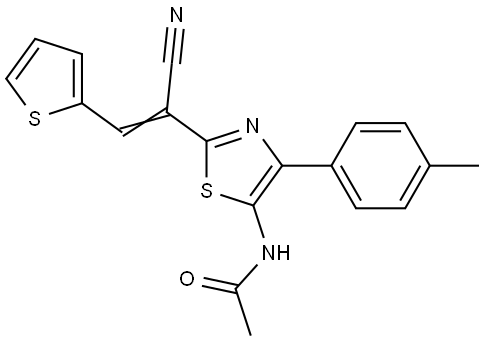 N-[2-[(Z)-1-cyano-2-thiophen-2-ylethenyl]-4-(4-methylphenyl)-1,3-thiazol-5-yl]acetamide Structural