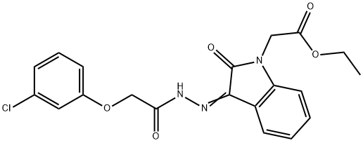 ethyl 2-[(3E)-3-[[2-(3-chlorophenoxy)acetyl]hydrazinylidene]-2-oxoindol-1-yl]acetate Structural