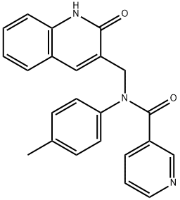 N-(4-methylphenyl)-N-[(2-oxo-1H-quinolin-3-yl)methyl]pyridine-3-carboxamide Structural