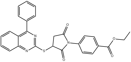 ethyl 4-[2,5-dioxo-3-(4-phenylquinazolin-2-yl)sulfanylpyrrolidin-1-yl]benzoate Structural