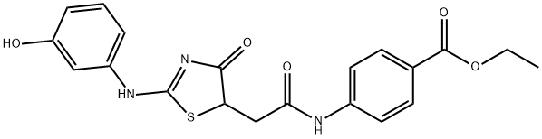 ethyl 4-[[2-[2-(3-hydroxyanilino)-4-oxo-1,3-thiazol-5-yl]acetyl]amino]benzoate Structural