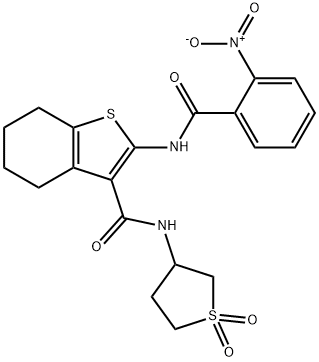 N-(1,1-dioxothiolan-3-yl)-2-[(2-nitrobenzoyl)amino]-4,5,6,7-tetrahydro-1-benzothiophene-3-carboxamide Structural