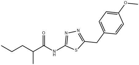 N-[5-[(4-methoxyphenyl)methyl]-1,3,4-thiadiazol-2-yl]-2-methylpentanamide Structural