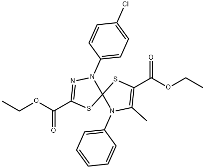 diethyl 4-(4-chlorophenyl)-8-methyl-9-phenyl-1,6-dithia-3,4,9-triazaspiro[4.4]nona-2,7-diene-2,7-dicarboxylate Structural