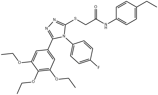 N-(4-ethylphenyl)-2-[[4-(4-fluorophenyl)-5-(3,4,5-triethoxyphenyl)-1,2,4-triazol-3-yl]sulfanyl]acetamide Structural