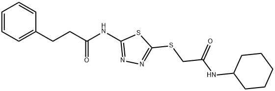 N-[5-[2-(cyclohexylamino)-2-oxoethyl]sulfanyl-1,3,4-thiadiazol-2-yl]-3-phenylpropanamide Structural