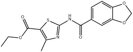 ethyl 2-(1,3-benzodioxole-5-carbonylamino)-4-methyl-1,3-thiazole-5-carboxylate Structural