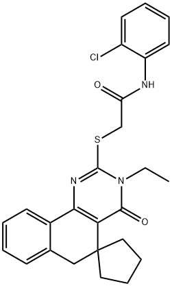 N-(2-chlorophenyl)-2-(3-ethyl-4-oxospiro[6H-benzo[h]quinazoline-5,1'-cyclopentane]-2-yl)sulfanylacetamide Structural