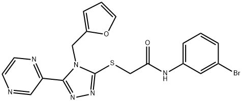 N-(3-bromophenyl)-2-[[4-(furan-2-ylmethyl)-5-pyrazin-2-yl-1,2,4-triazol-3-yl]sulfanyl]acetamide Structural