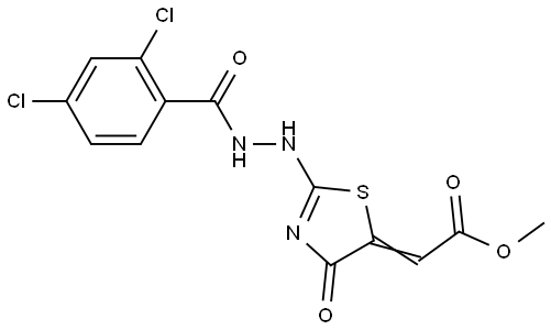 methyl (2E)-2-[2-[2-(2,4-dichlorobenzoyl)hydrazinyl]-4-oxo-1,3-thiazol-5-ylidene]acetate Structural