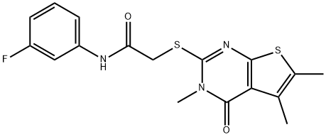 N-(3-fluorophenyl)-2-(3,5,6-trimethyl-4-oxothieno[2,3-d]pyrimidin-2-yl)sulfanylacetamide Structural