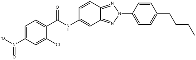 N-[2-(4-butylphenyl)benzotriazol-5-yl]-2-chloro-4-nitrobenzamide Structural