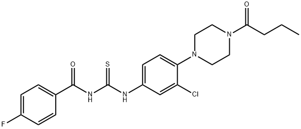 N-[[4-(4-butanoylpiperazin-1-yl)-3-chlorophenyl]carbamothioyl]-4-fluorobenzamide Structural