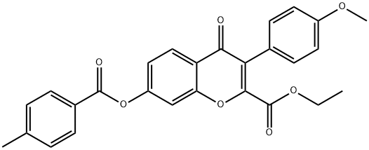 ethyl 3-(4-methoxyphenyl)-7-(4-methylbenzoyl)oxy-4-oxochromene-2-carboxylate Structural