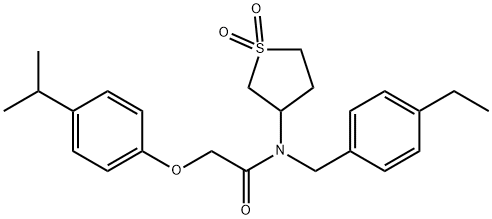 N-(1,1-dioxothiolan-3-yl)-N-[(4-ethylphenyl)methyl]-2-(4-propan-2-ylphenoxy)acetamide Structural