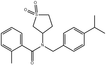 N-(1,1-dioxothiolan-3-yl)-2-methyl-N-[(4-propan-2-ylphenyl)methyl]benzamide Structural