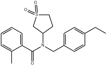 N-(1,1-dioxothiolan-3-yl)-N-[(4-ethylphenyl)methyl]-2-methylbenzamide Structural