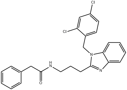 N-[3-[1-[(2,4-dichlorophenyl)methyl]benzimidazol-2-yl]propyl]-2-phenylacetamide Structural