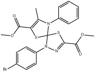 dimethyl 4-(4-bromophenyl)-8-methyl-9-phenyl-1,6-dithia-3,4,9-triazaspiro[4.4]nona-2,7-diene-2,7-dicarboxylate Structural