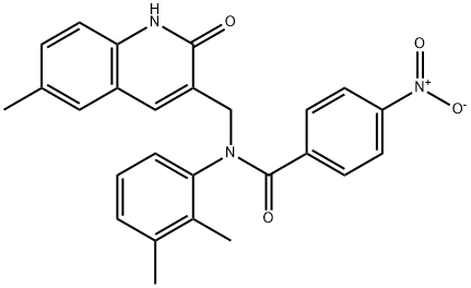 N-(2,3-dimethylphenyl)-N-[(6-methyl-2-oxo-1H-quinolin-3-yl)methyl]-4-nitrobenzamide Structural