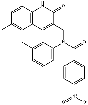 N-[(6-methyl-2-oxo-1H-quinolin-3-yl)methyl]-N-(3-methylphenyl)-4-nitrobenzamide Structural