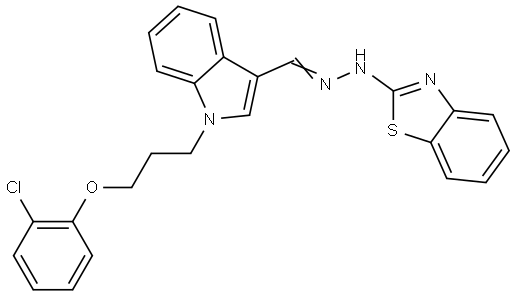 N-[(E)-[1-[3-(2-chlorophenoxy)propyl]indol-3-yl]methylideneamino]-1,3-benzothiazol-2-amine Structural