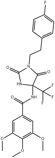N-[1-[2-(4-fluorophenyl)ethyl]-2,5-dioxo-4-(trifluoromethyl)imidazolidin-4-yl]-3,4,5-trimethoxybenzamide Structural