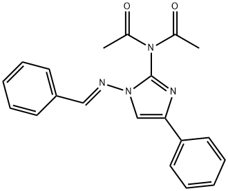 N-acetyl-N-[1-[(E)-benzylideneamino]-4-phenylimidazol-2-yl]acetamide Structural