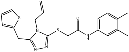 N-(3,4-dimethylphenyl)-2-[[4-prop-2-enyl-5-(thiophen-2-ylmethyl)-1,2,4-triazol-3-yl]sulfanyl]acetamide Structural