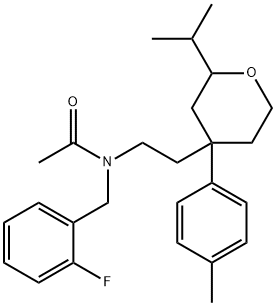 N-[(2-fluorophenyl)methyl]-N-[2-[4-(4-methylphenyl)-2-propan-2-yloxan-4-yl]ethyl]acetamide Structural