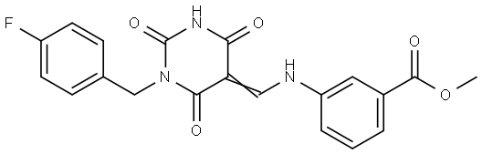 methyl 3-[[(E)-[1-[(4-fluorophenyl)methyl]-2,4,6-trioxo-1,3-diazinan-5-ylidene]methyl]amino]benzoate Structural